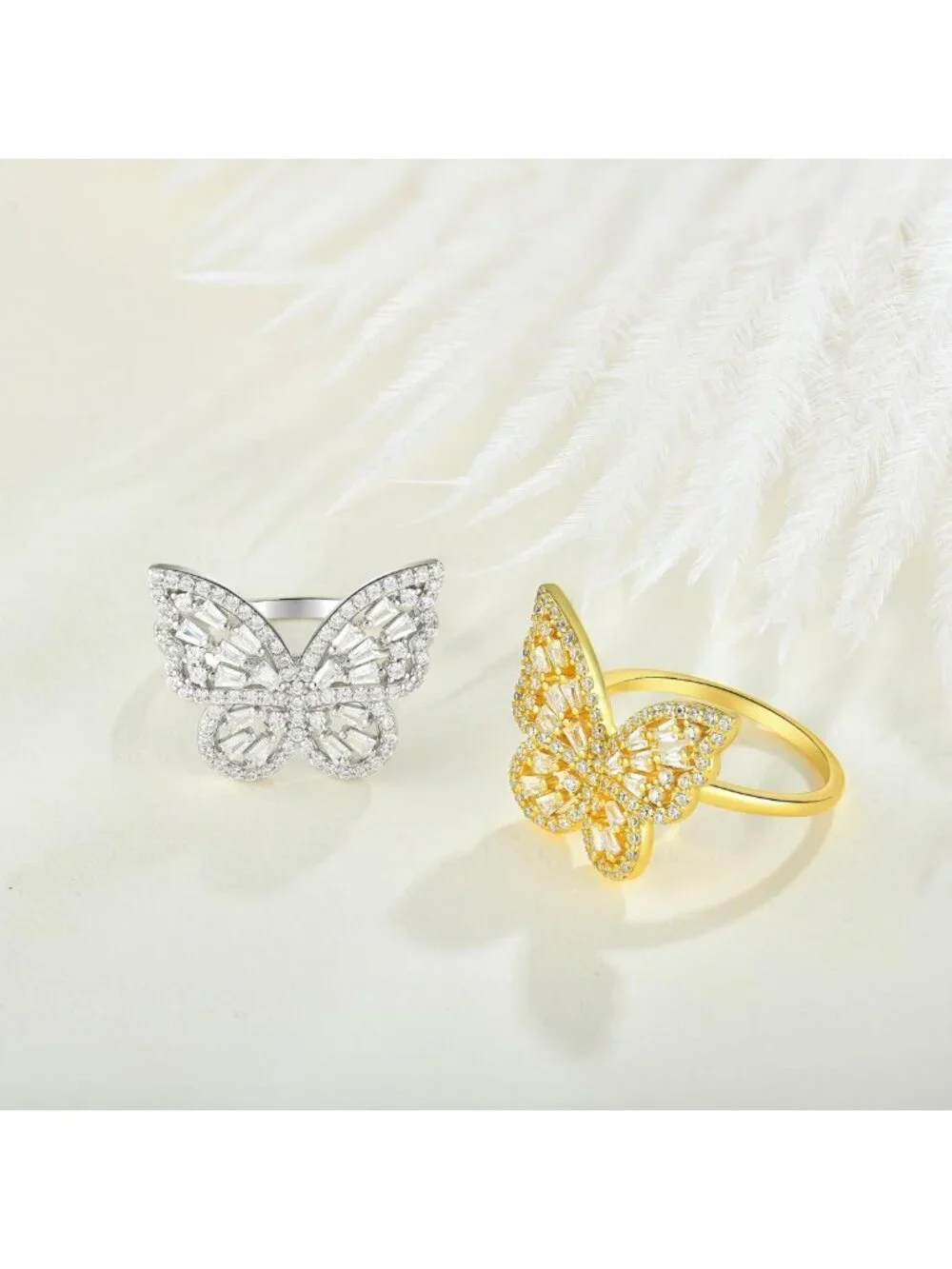 Elegant Butterfly Birthstone Ring for Women - 925 Sterling Silver, Sizes 5-10